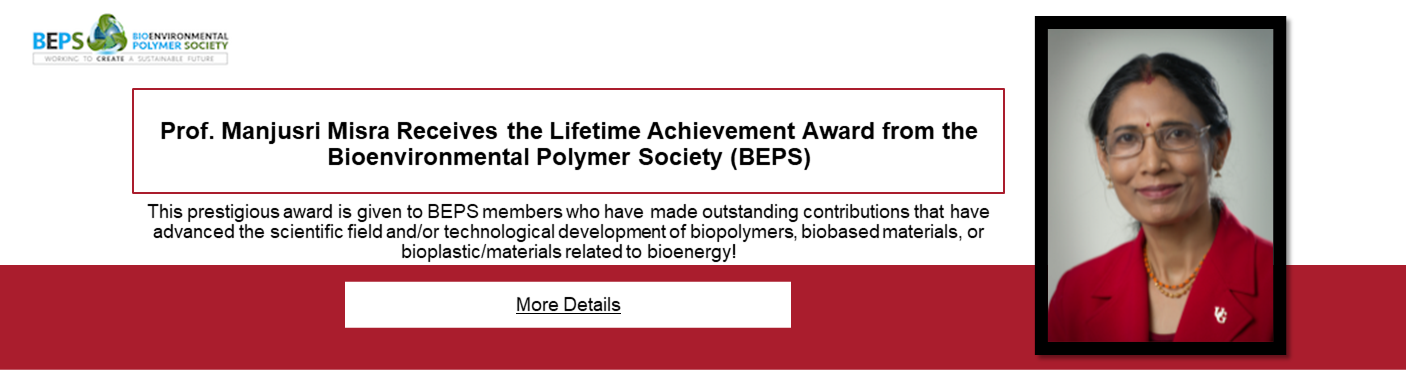 Prof. Manjusri Misra Receives the Lifetime Achievement Award