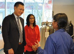 Dr. Misra giving Stan Cho a tour of the facility.